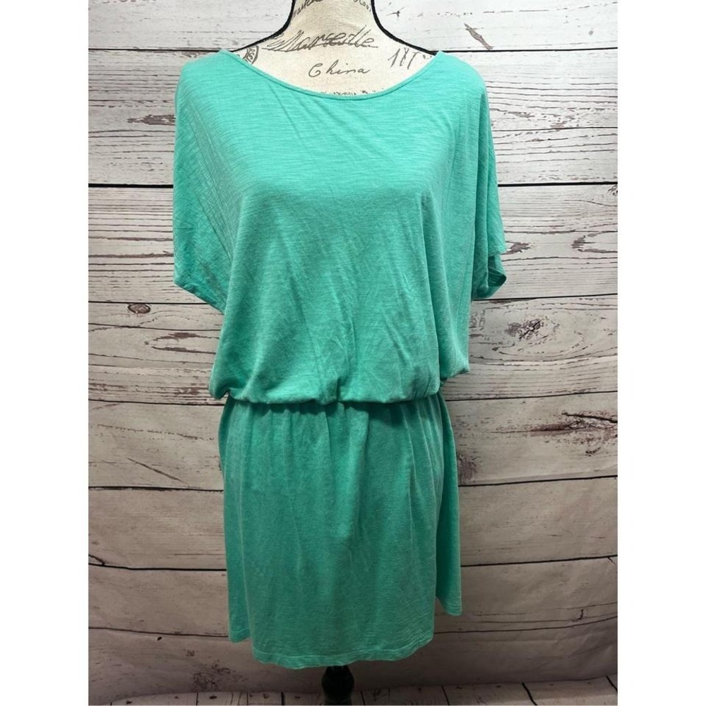 Lilla P Green Knit Dress Short Sleeve Casual Comfortable Womens Size L